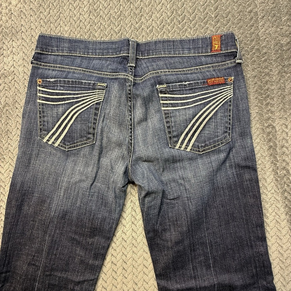 7 For All Mankind Jeans Dojo Flip Flop Size 31 White Embroidered Pockets Flare